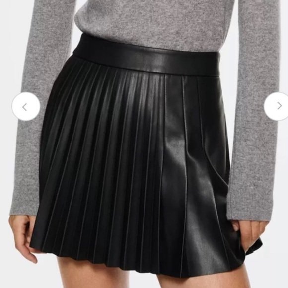 MANGO FAUX-LEATHER PLEATED SKIRT - Picture 1 of 8